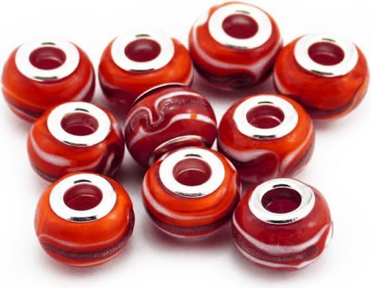 Hermex Glas Bead versilbert 925 - Silbrig bordeaux (Metalllegierung und Glas)