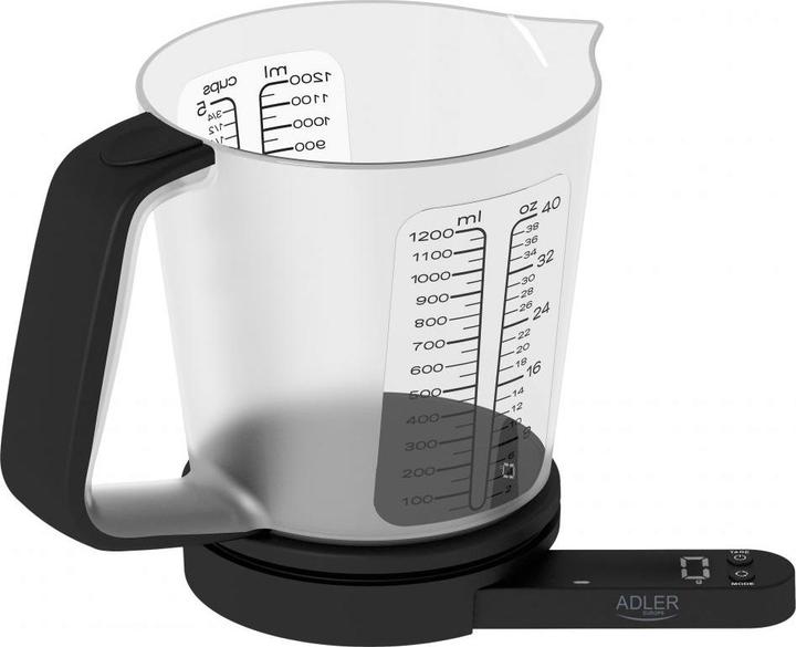 Image du produit Adler Balance de cuisine avec gobelet doseur AD 3178 Poids maximum (capacité) 5 kg, Précision 1 g, Noir