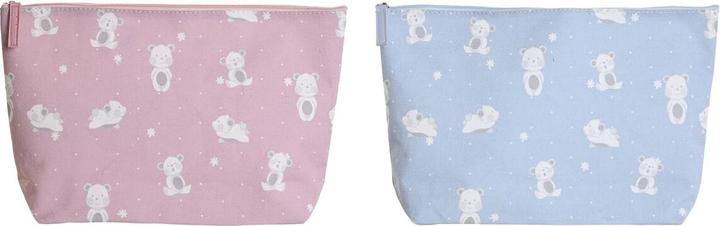 DKD Home Decor Reise-Toilettentasche Blau Rosa polialgodon osos 33 x 8 x 21 cm (2 Stück)