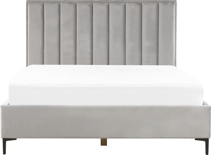 Actual product image Beliani Upholstered bed in grey velvet fabric with folding bed base 180 x 200 cm SEZANNE (180 x 200 cm)