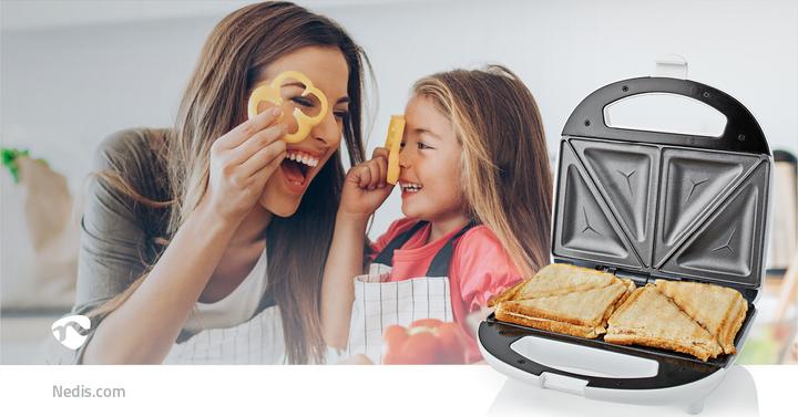 Produktbild Nedis KASM110FWT Sandwichmaker 700 W 20.5 x 12 cm Automatischer Temperaturkontrolle ABS (EU-Stecker)