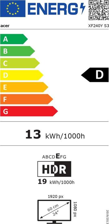 Energy Label Acer Nitro XF240YS3biphx (1920 x 1080 pixels, 23.80")