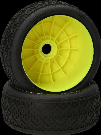 Image du produit HB Racing HB Beams Mounted Tire (Pink/Yellow Wheel/1:8 Buggy)