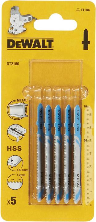 Actual product image DeWalt Jigsaw blades T type HSS76x50mm 5pcs. for metal (DT2160)