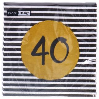 Produktbild Paper + Design Servietten 40. Geburtstag, 33x33 cm (1 x, 33 x 33 cm)