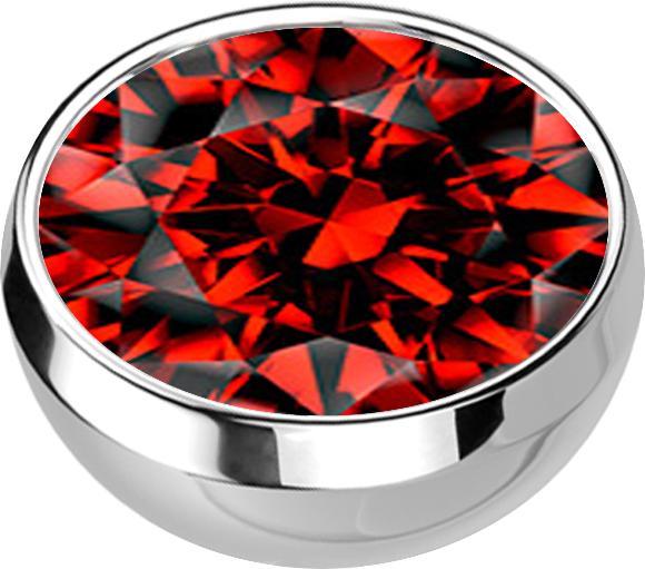Star Piercing Micro Halbkugel silber mit Kristall rot (ohne Messing, Chirurgenstahl 316L)