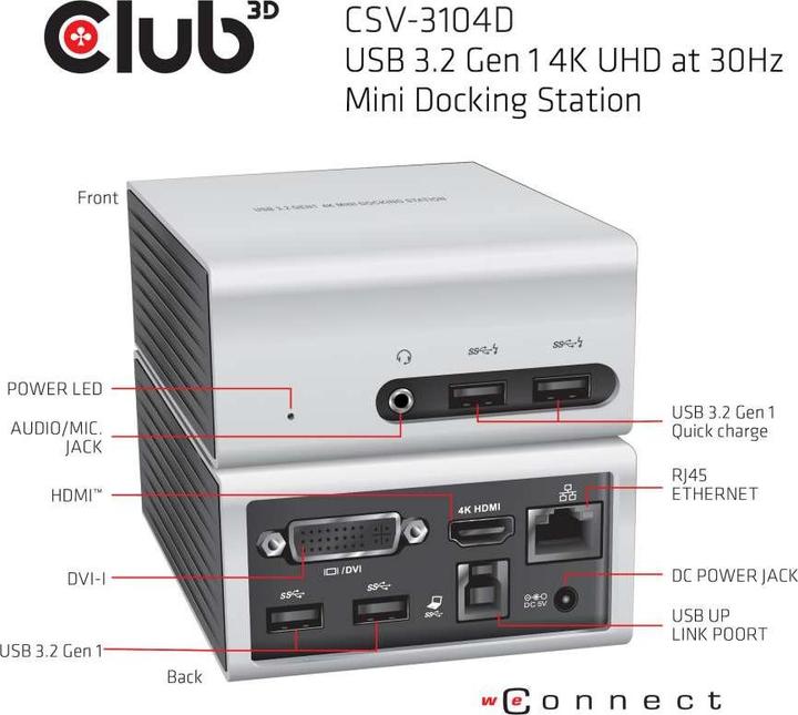 Produktbild Club 3D Csv-3104d (USB-B, 9 Ports)