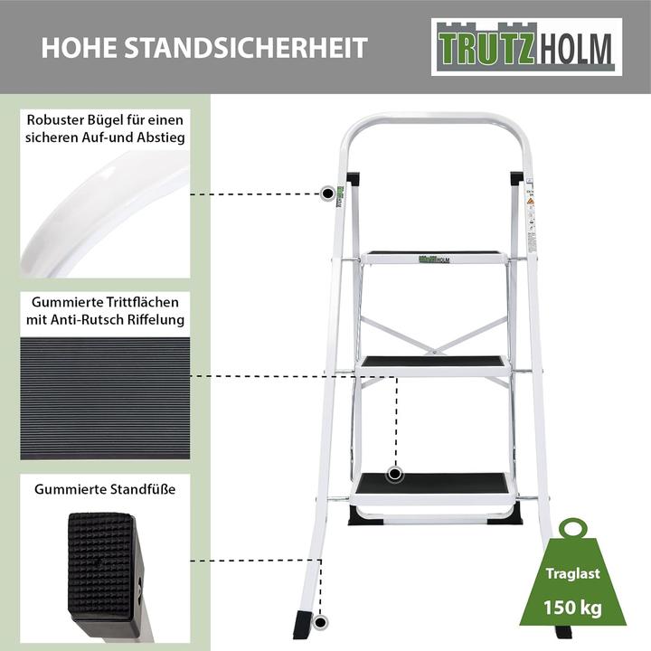 Produktbild TrutzHolm Klapptritt mit 3 Stufen und Sicherheitsverriegelung (Klapptritt)