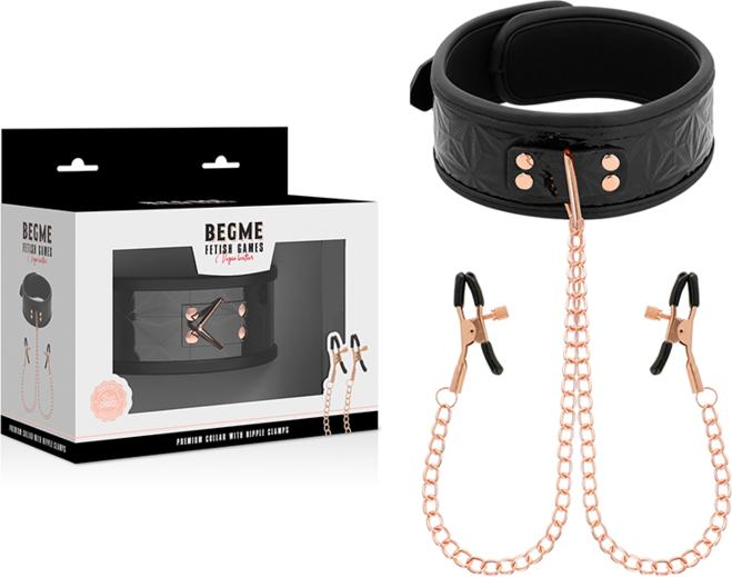 Actual product image Begme Black Edition Collar With Nipple Clamps