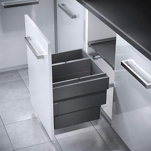Actual product image Hailo Built-in waste bin 2f 1x28l + 1x18l basalt grey (46 l)