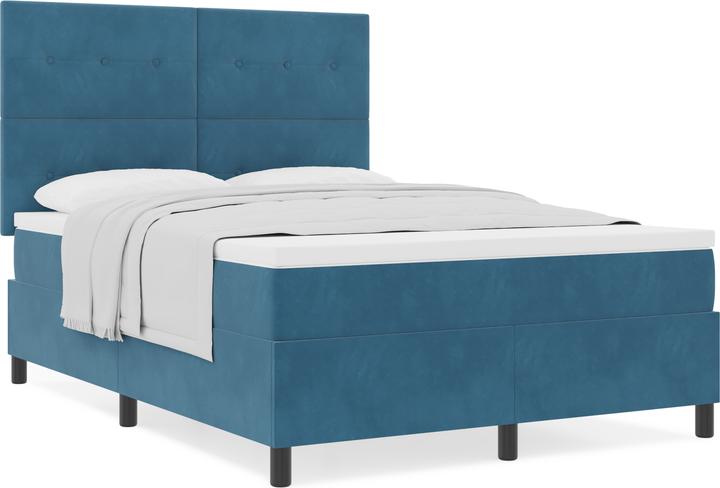 Produktbild VidaXL Boxspringbett mit Matratze Dunkelblau 160x200 cm Velours (160 x 200 cm, Federkern)