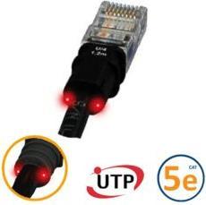 Produktbild Digitus ASSMANN LED Patchk., CAT 5e U/UTP Cu, PVC, 1,2 m, Schwarz, VPE= 12 (U/UTP, CAT5e, 1.20 m)