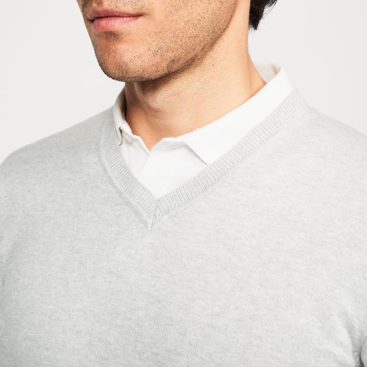 Immagine prodotto Inesis Pullover da golf da uomo con scollo a V in cotone - CW 100 grigio