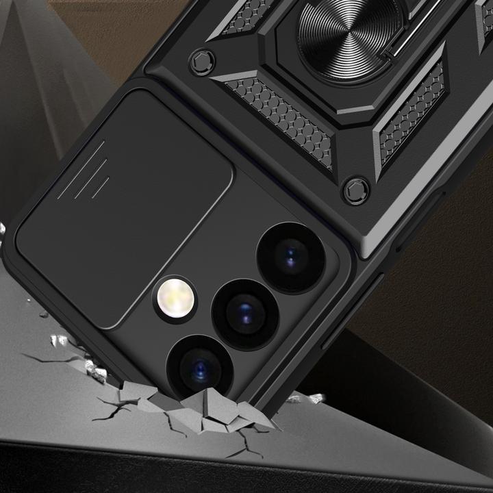 Produktbild Hurtel Hybrid Armor Camshield Panzerhüllemit Kameraabdeckung – Schwarz (Samsung Galaxy S24+)