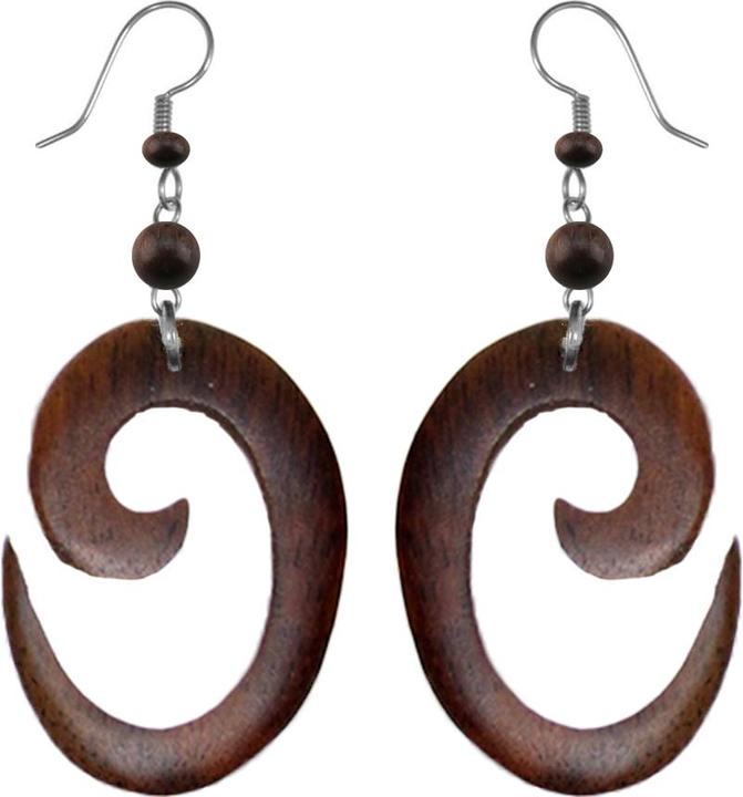 Star Piercing Ohrring Spirale Oval aus Sonoholz
