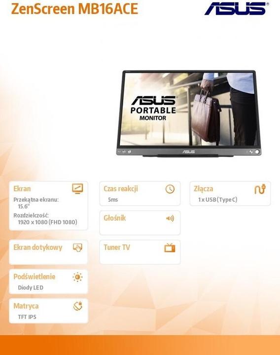 Image du produit ASUS ZenScreen MB16ACE (1920 x 1080 pixels, 15.60")