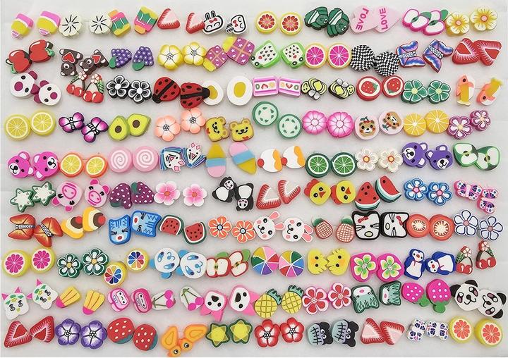 ZigZag 100 Paar verschiedene Ohrstecker mit 100 Gummi-Stopper (Kunststoff)