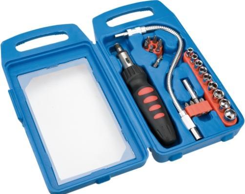TOP Screwdriver bits and sockets with handle 22 pcs (39D185)