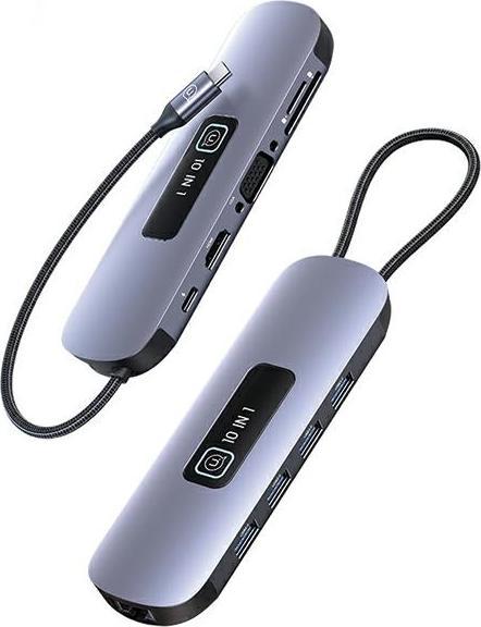 Productafbeelding Usams US-SJ644 PD100W 10in1 Multifunctionele Type-C HUB met licht (Type-C naar (USB-C, 10 Havens)