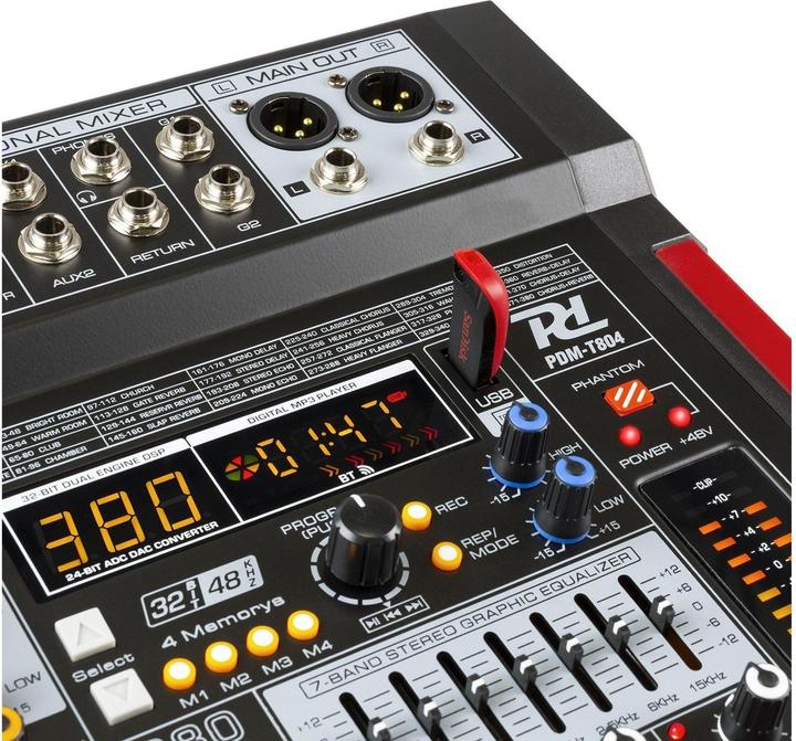 Immagine prodotto Power Dynamics PDM-T804 - Interfaccia audio a 8 canali con Bluetooth, DSP, mp3 e USB (Mixer da studio e live)