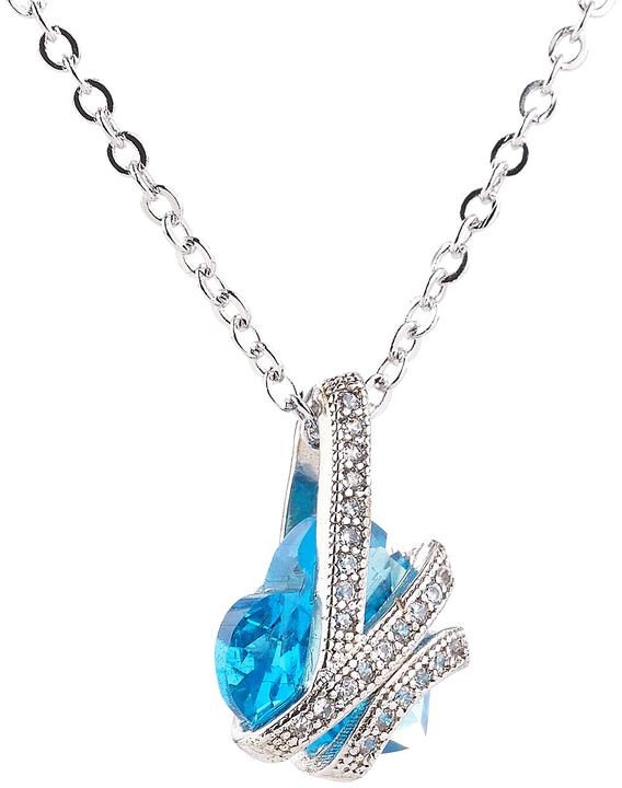 St. Leonhard Halskette mit blauem Zirkonia-Herzanhänger und Schmucksteinen (Messing)