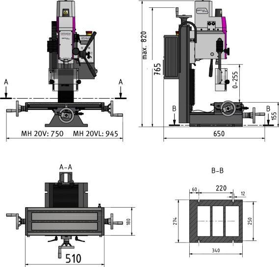 Produktbild Stürmer - Optimum Bohr-Fräsmaschine OPTImill MH 20V (Netzbetrieb)
