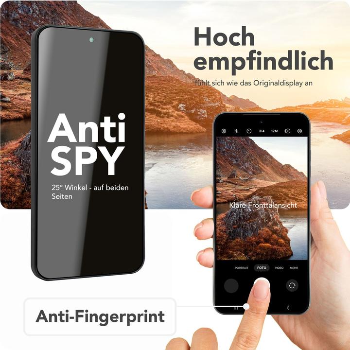 Immagine prodotto Nalia AntiSpyX - Privacy Schutzglas mit Schablone - Full Screen Anti-Spy Protector (1 Pezzo/i, Samsung Galaxy S25)
