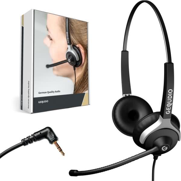 Gequdio Headset 2-Ohr mit 2,5mm Klinke kompatibel für Gigaset/Cisco-SPA/Panasonic (Kabelgebunden)