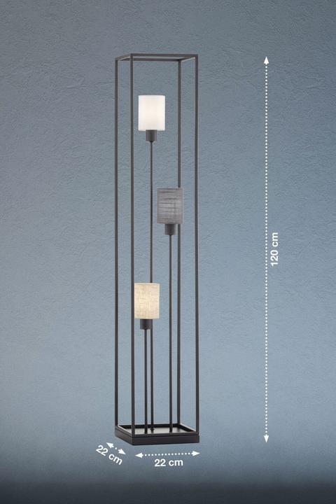 Produktbild Fischer & Honsel Honsel Stehleuchte Isko - sandschwarz/Stoffschirme Leinen weiss+grau+sandfarben (40430) (E14)
