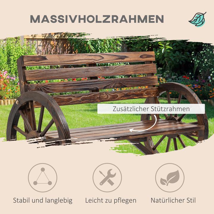 Produktbild Outsunny Gartenbank Wagenrad-Design