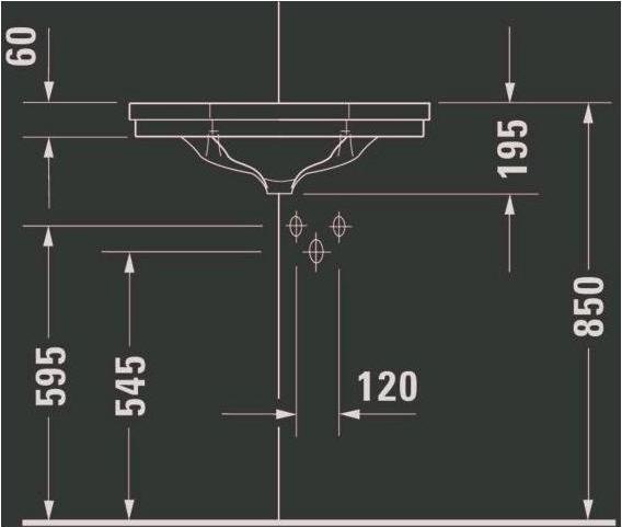Actual product image Duravit Corner wash-hand basin 1930 m ÜL HLB 595x450mm 1 tap hole white WG (450 mm, 595 mm)