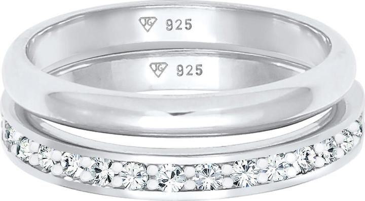 Immagine prodotto Elli Anello Cristalli Memoire Anello a fascia Basic Set di 2 Argento 925 (56, 925 Argento)