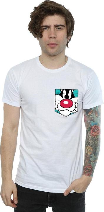 Immagine prodotto Looney Tunes Sylvester Face Faux Pocket Maglietta Uomo (XL)
