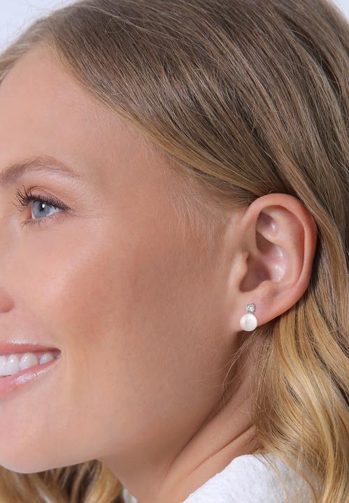 Image du produit Elli Boucles d'oreilles Basic Perle d'eau douce Zirconia 925 Argent (Perles de culture d'eau douce, Zircone, Argent sterling 925)