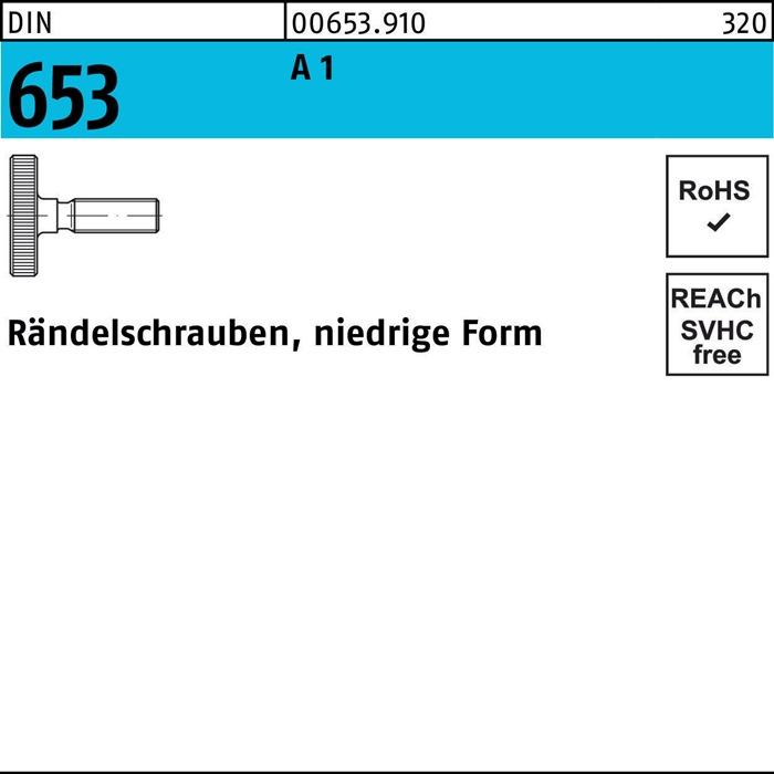 Energie-Label Rändelschraube DIN 653 niedrige Form M 6 x 30 A 1 A 1 (10 Schrauben pro Stück)