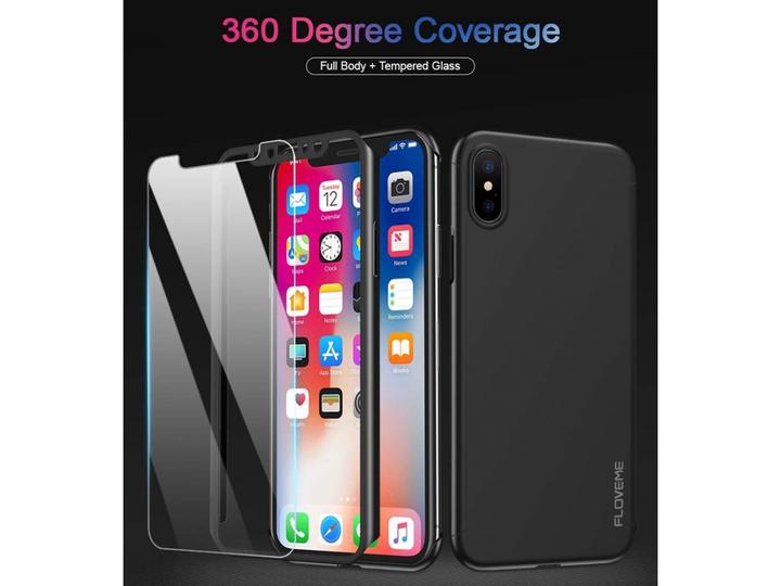 Actual product image Floveme 360 degree bulletproof glass case iPhone XS all-round protection (1 Piece, Apple iPhone XS)