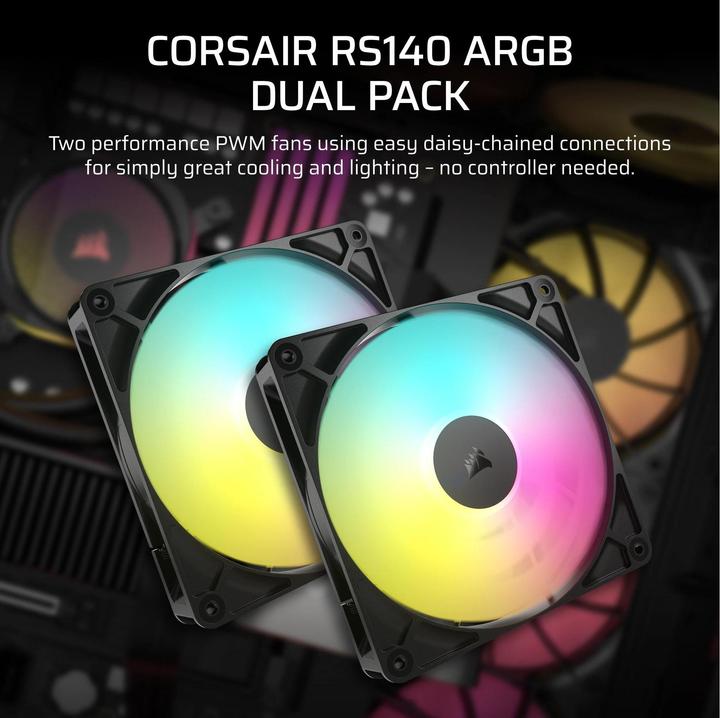 Immagine prodotto Corsair Ventola RS ARGB PWM - 140 mm, nera (140 mm, 1 x)