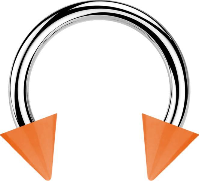 Actual product image Star Piercing Micro Circular Barbell silver with two cones orange (Acrylic, without brass, Surgical steel 316L)