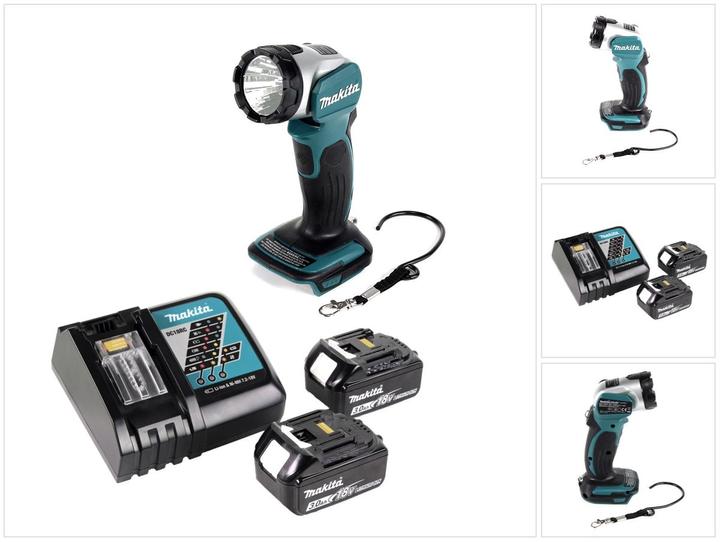 Actual product image Makita DML 802 RF Battery lamp 18 V Li-Ion for 14.4 and 18 V battery + 2 x 3.0 Ah battery + charger (180 lm)