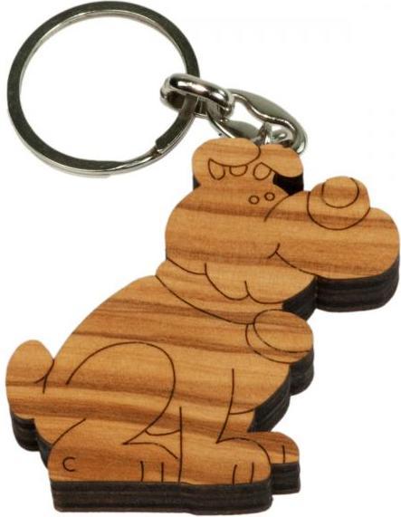 Image du produit Natura Punto Lot de 3 porte-clés chien, chat et lion, en bois d'olivier, marron, 5 x 5 cm