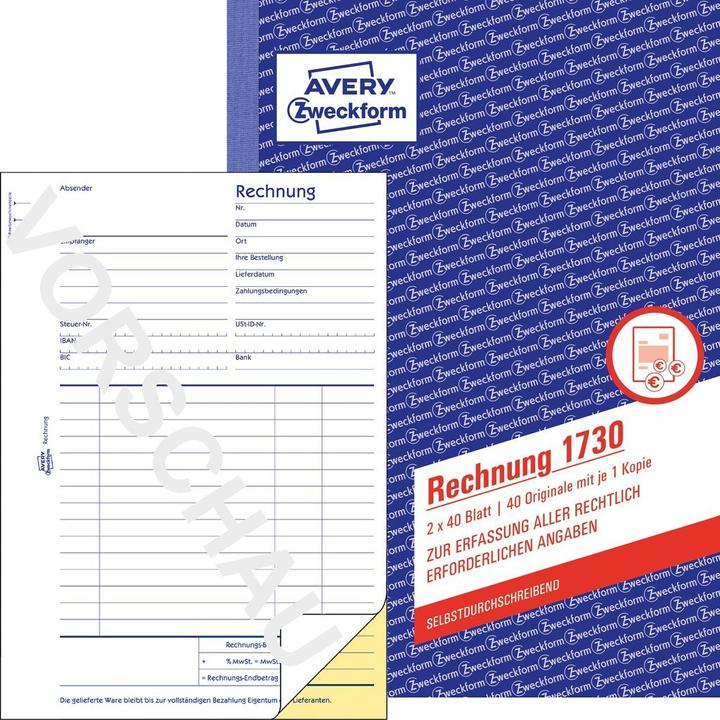 Produktbild Avery Formularbuch "Rechnung", SD, 4+1 GRATIS (40 x)