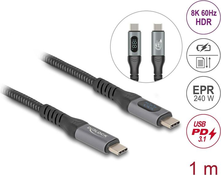 Delock USB Typ C – USB Typ C (1 m, USB 4.0, 240 W)