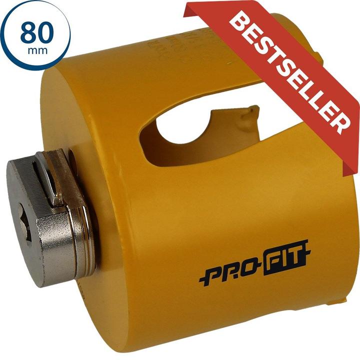 Actual product image Pro-Fit Hole saw Multipurpose Saw-Ø 80 mm Cutting depth 52 mm HSS Shank design hexagonal (80 millimetres)