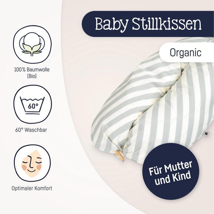 Actual product image Julius Zöllner Nursing Pillow Nappi Stripes 190 cm (75 cm)