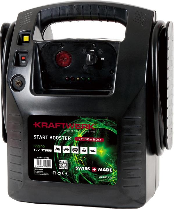 Kraftwerk Starterbatterie mit Ladefunktion Hybrid Booster 12 V (12 V, 20 Ah, 1800 A)