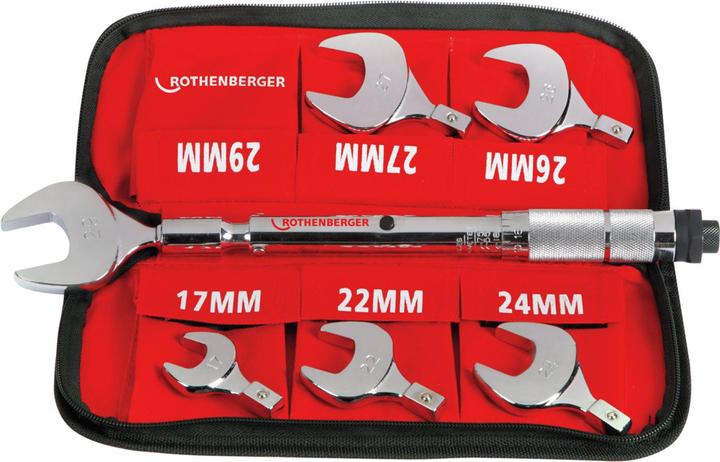 Rothenberger Torque spanner set 7 pieces (3/8", 1/4", 1/2", 14 Nm, 77 Nm)