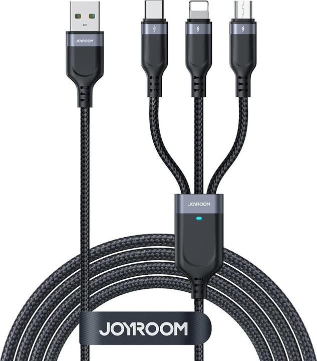 Immagine prodotto Joyroom Cavo Multi-Use Series S-A18 3in1 USB-A - Lightning /USB-C/Micro-USB 1,2 m - Nero (1.20 m, USB 3.2 Gen 1)