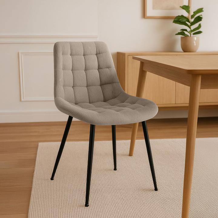 Image du produit CLP Chaise de salle à manger Sardna revêtement velours côtelé rembourré avec dossier