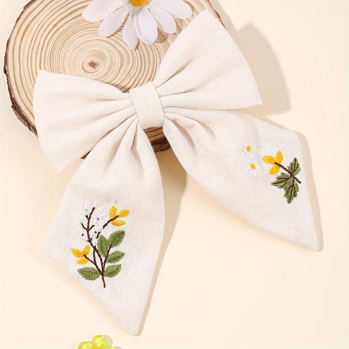 Actual product image Activity Board 1pc niedliche Blume Stickerei Schleife Haarspange, gemischte Farbe, Polyester, Mode (1 pcs.)