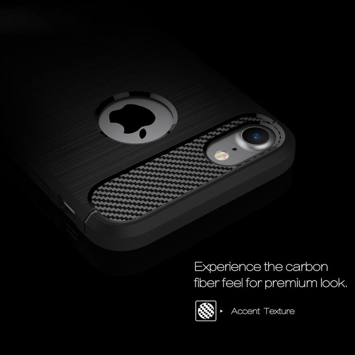 Produktbild König Design Apple iPhone 8 TPU Case Carbon Fiber Optik Brushed Motiv Schutz Hülle Schwarz (Apple iPhone 8)